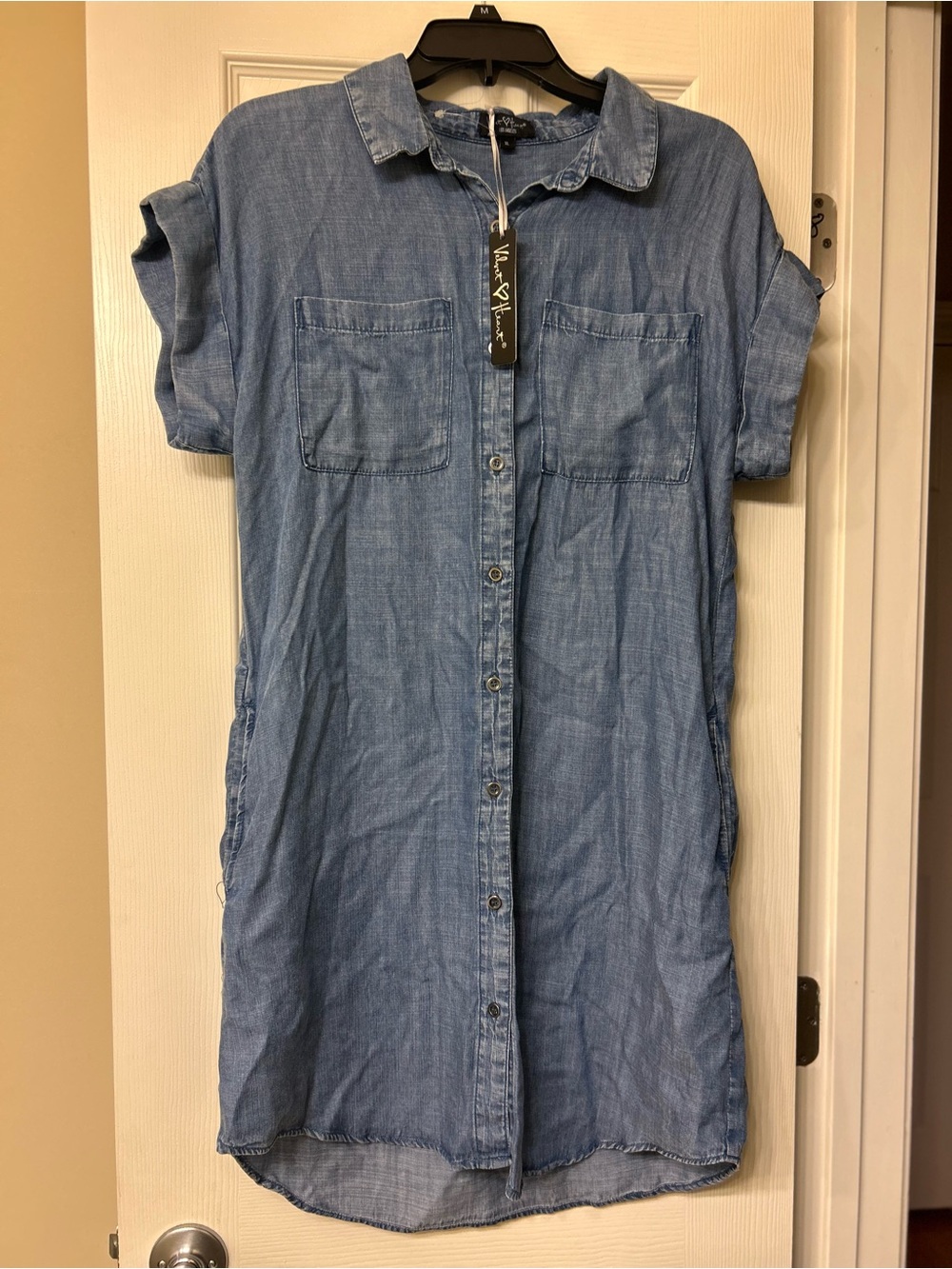 Velvet Heart Light Denim Blue Button-Front Shirt Dress